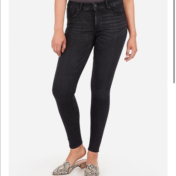 Express Mid Rise Black Legging Skinny Jean - Picture 3 of 10